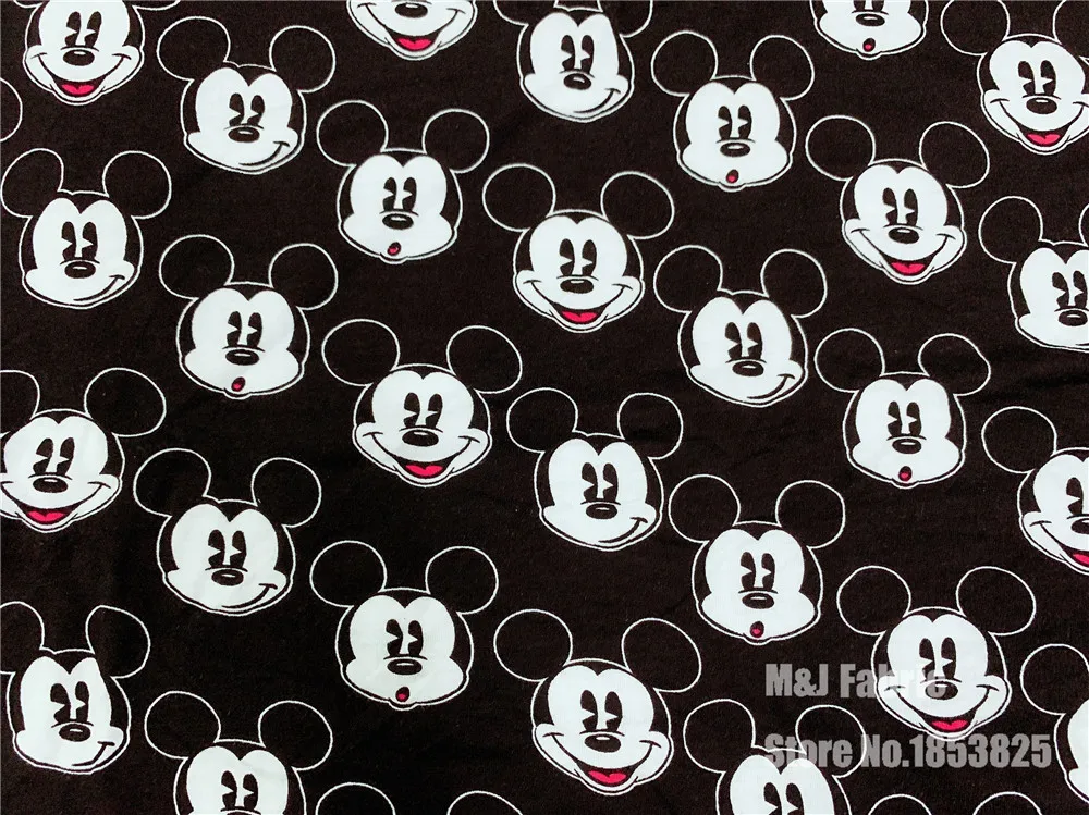 50X165 см Микки трикотажные хлопчатобумажные ткани мультфильм печати пэтчворк самодельная спортивная одежда шарф Одежда для мальчиков материал швейная Летняя футболка