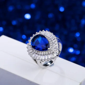 

Luxury Party Water Drop Jewelry Cubic Ziconia Fashion Engagement Ring White gold Wedding Promise Rings Anniversary Gifts