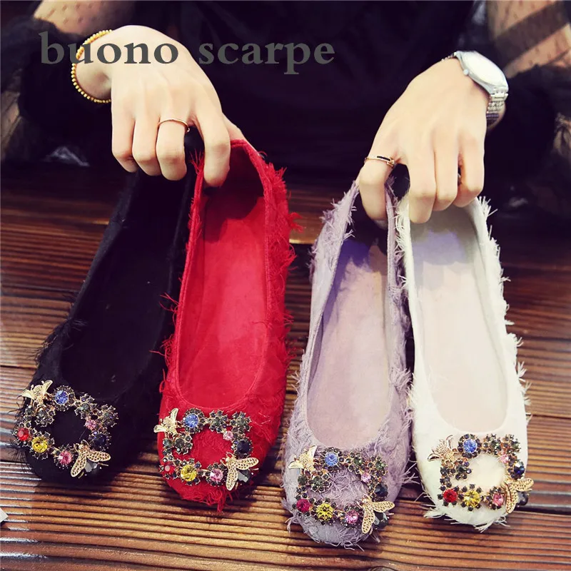 

Spring and Autumn New Style Flower Flat Women's Shoes Wild Round Shoes