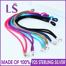LSLuxury 925 пробы Серебряный цветной тканевый шнур браслеты подходят к оригинальным бусинам шарм. Женские модные ювелирные изделия подарочные браслеты. W