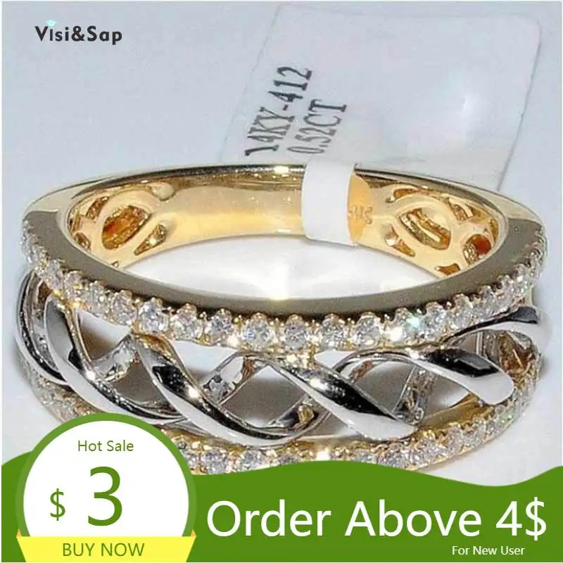 Visisap Hollow Infinite Symbol Icedout Zircon Rings for Women Gold Color Dropshipping Luxury Jewelry Ring Party Gifts B2734 | Украшения и