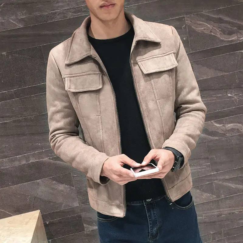 Уличная Мужская куртка slim fit ветровки замша nap кожа военный бомбардировщик пальто