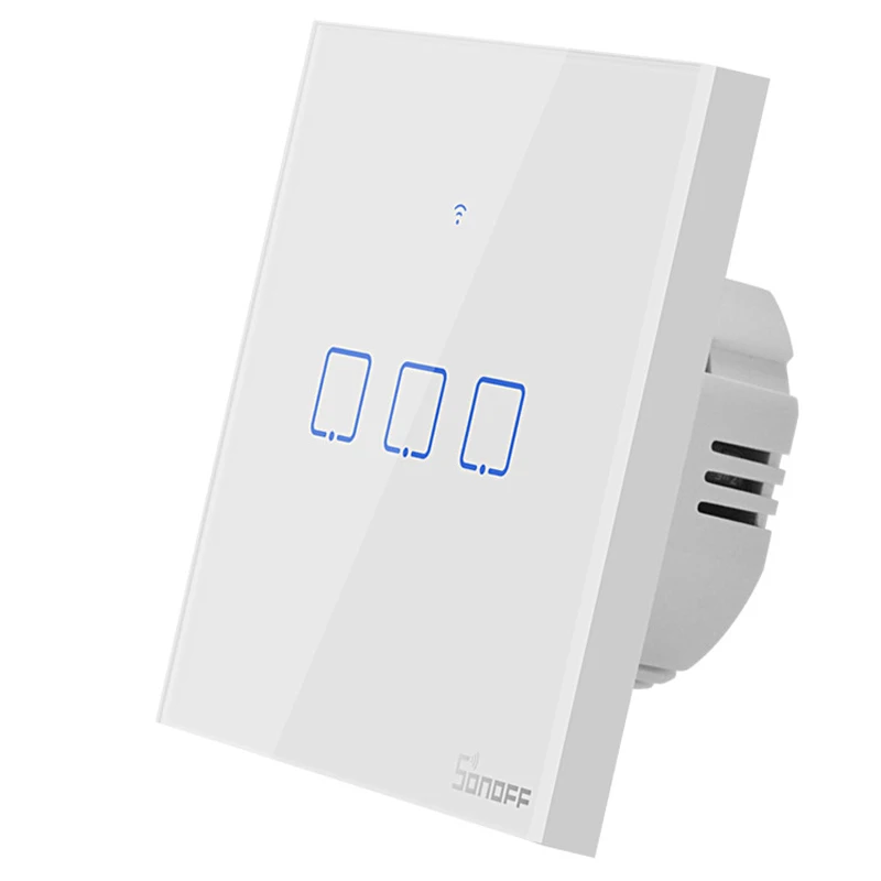 Интеллектуальный выключатель света SONOFF T1EU Интеллектуальный переключатель Wi-Fi Сенсорный экран пульт дистанционного управления Вкл/Выкл 1/2/3 433 МГц RF/Голосовое управление/приложение/сенсорный экран Управление 86 Тип умный дом TX