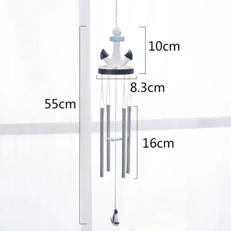 LUCKK Mediterranean Style Wood Wind Chime Fish/Ship/Starfish/Shell Creative Nordic Wedding Room Home Decor Marine Hanging Gifts
