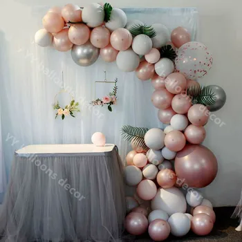 

88pcs Pastel Latex s Pearl Pink Gray Garland 1 Kit Sliver Ballon for Wedding Birthday Baby Shower Party Decor