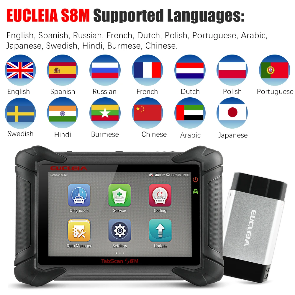 Система полной диагностики EUCLEIA S8M сканер OBD2 EPB SRS для сброса масла кодирование ECU PK