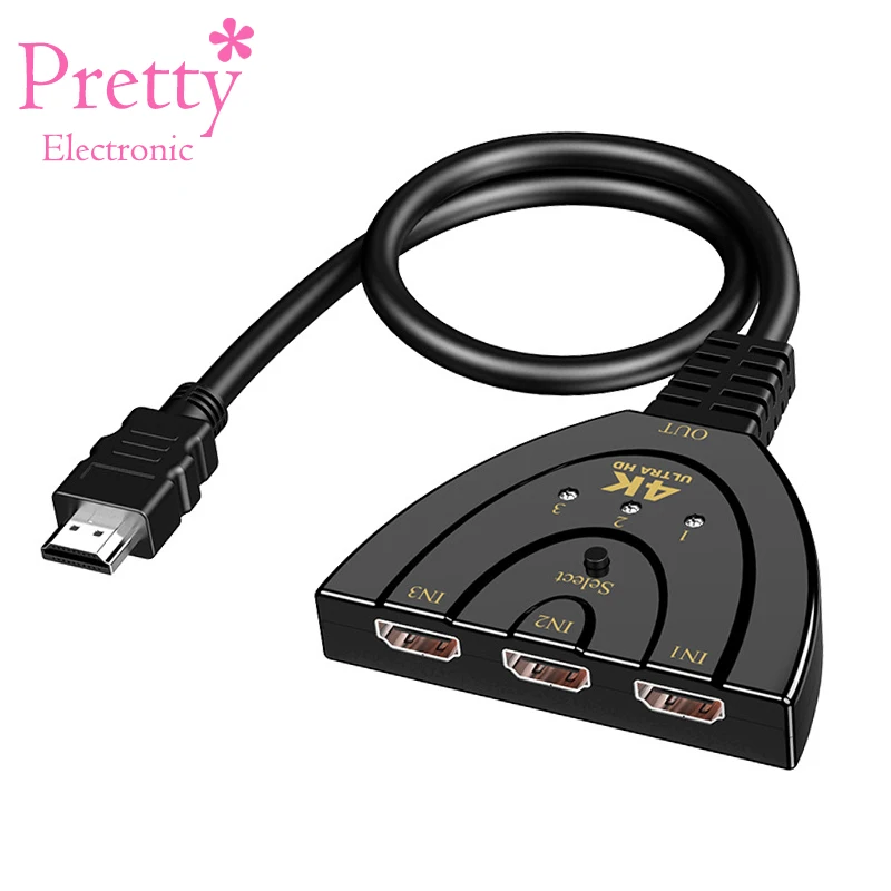 Кабель-разветвитель HDMI 3 порта 4K 1080P переключатель кнопка видео аудио