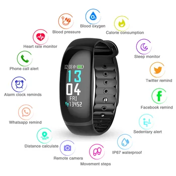 

B70 SmartBracelet IP67 Waterproof Heart Rate Blood Pressure Oxygen Fitness Tracker Sport Wristband for Android pk T70 SmartWatch