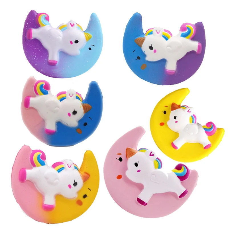 Kawaii Moon Единорог Мягкая медленно восстанавливающая форму сжимаемая Летающая