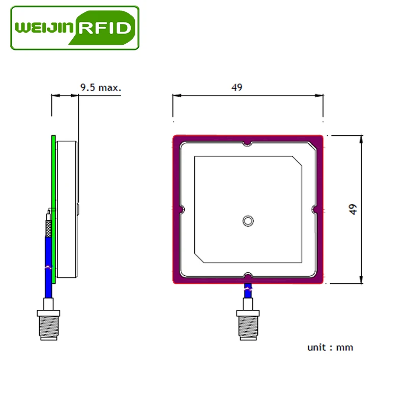 UHF RFID маленькая антенна 915 МГц VIKITEK VA45 круговой коэффициент усиления поляризации