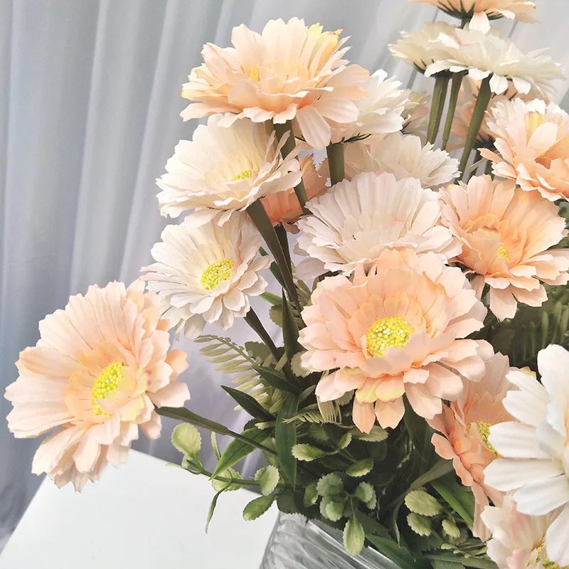10Head Simulation Gerbera Bunches Home Wedding Decoration Flowers Artificial Flower Set Simulation Plant Pot QW74 (3)