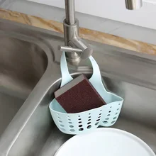 Útil taza de succión de cocina soporte de drenaje de esponja PP estante de jabón de baño de goma organizador de esponja de almacenamiento cesta de lavado de herramientas de tela
