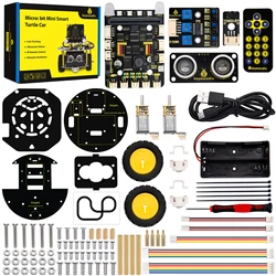 Keyestudio Mini Robot inteligente de tortuga para STEM, Kit de Micro Bit, programación de Pitón, Kit electrónico Diy (sin Micro: Tablero de bits)