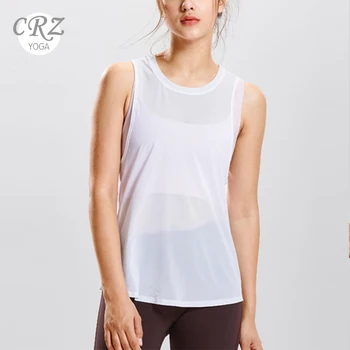 

CRZ YOGA Women's Mesh Open Back Moisture Wicking See Through Sports Shirts Tank Top