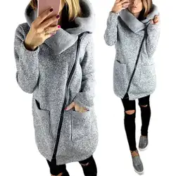 Зимнее теплое женское однотонное пальто на молнии с длинными рукавами размера плюс, туника, верхняя одежда