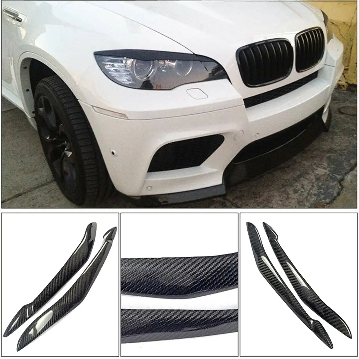 Eyelids Eyebrows On Headlights For Bmw X5 E70 Broad Covers Brows Abs Plastic Car Truck Parts Car Truck Headlight Tail Light Covers