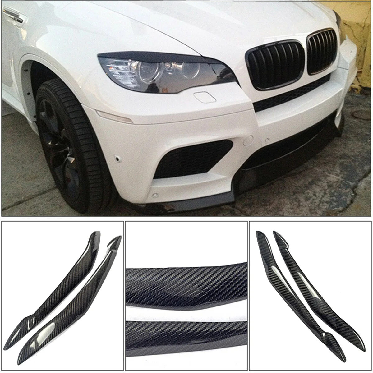

Car Eyelids Trim Eyebrow Light Headlight Retrofit Cover For BMW X5 E70 2007-2013 Carbon Fiber Car Headlight Trim Covers