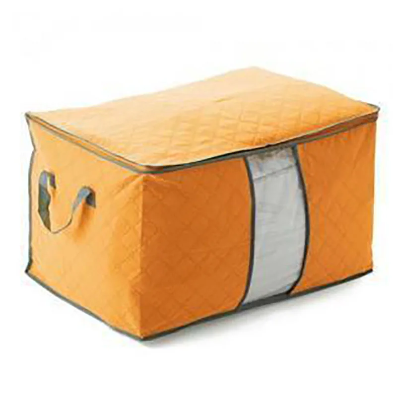 Большая емкость Нетканая переносная сумка для хранения одежды Органайзер складной шкаф для одежды подушка одеяло постельные принадлежности Органайзер - Цвет: Оранжевый