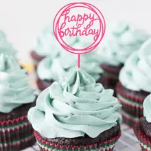 Vente joyeux anniversaire insérer carte Cupcake Toppers nouveauté briller bébé douche divers fête papier gâteau décoration(China)