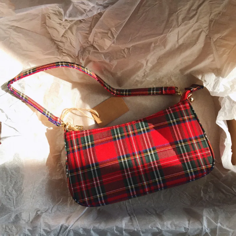 

Non-mainstream French Plaid Baguette Armpit Shoulder Bag Women's 2019 New Style Little Red Book Celebrity Style Retro-Style Hand