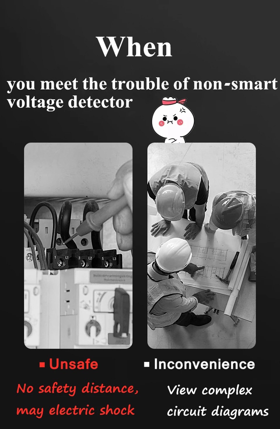 BSIDE 2.4’‘ LCD Voltage Detector Non-contact Circuit Volt Tester Pen Voltmeter NCV Socket Live Wire Check Hz Ohm Continuity