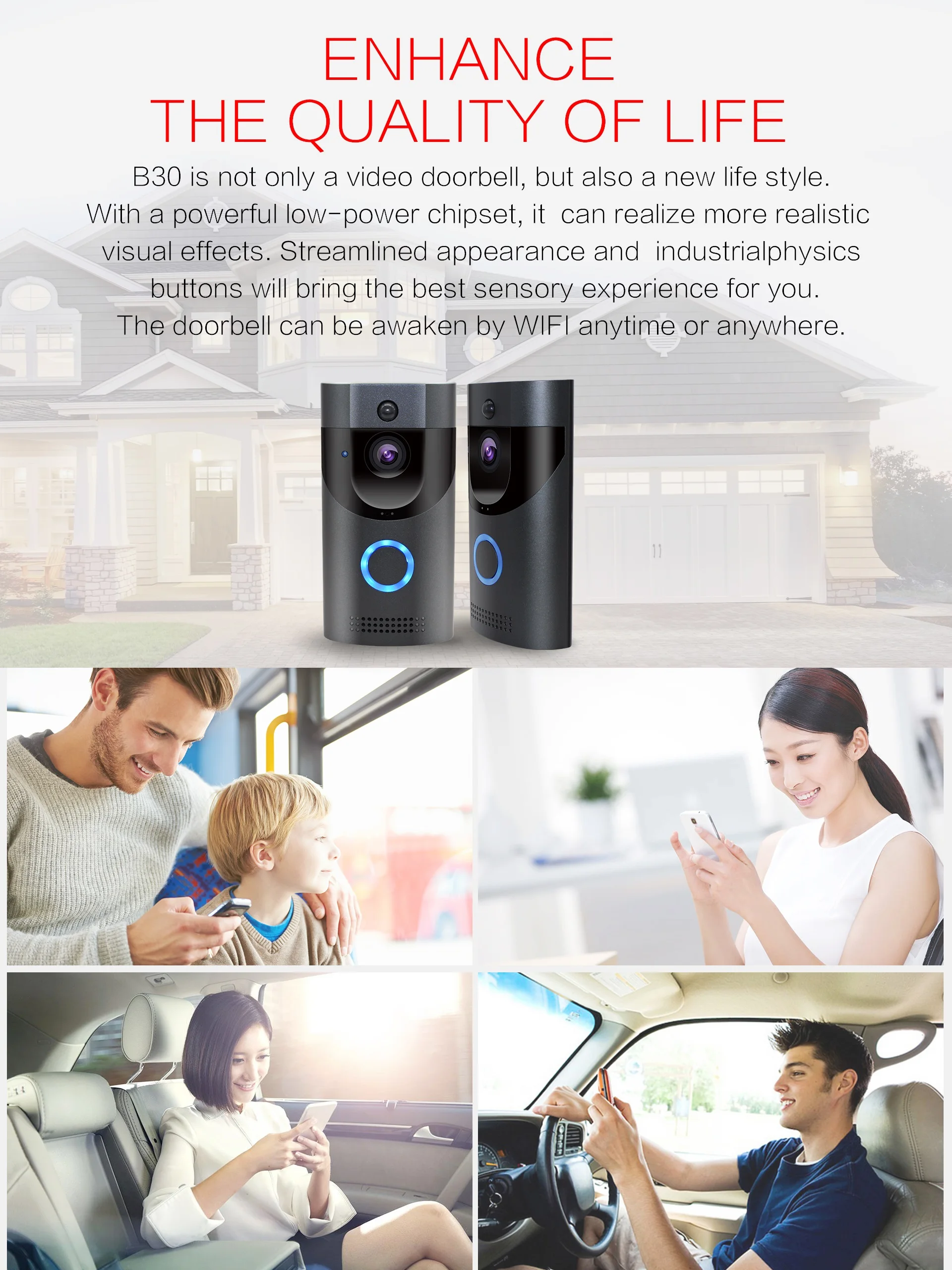 IMPORX B30 умный беспроводной дверной звонок 2Way Talk 720P камера Визуальный дверной звонок мобильный телефон дистанционное управление визуальный видео дверной звонок
