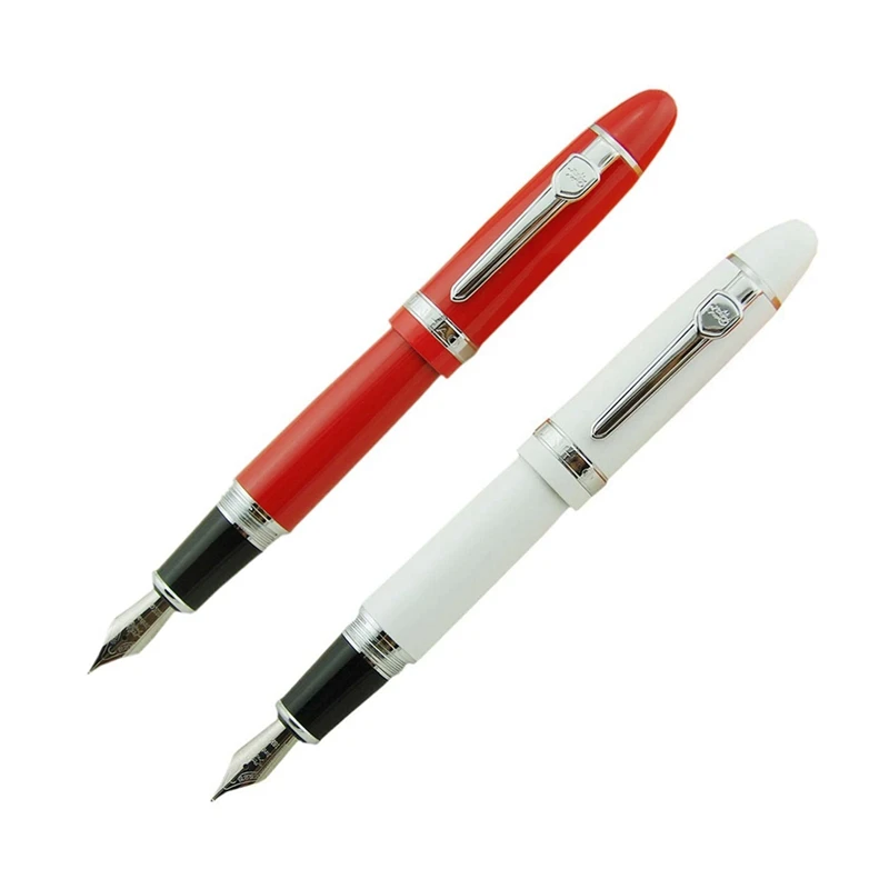 

Jinhao 2Pcs Pen: 1Pcs 159 Fountain Pen White Color & 1Pcs Silver Trim, Red