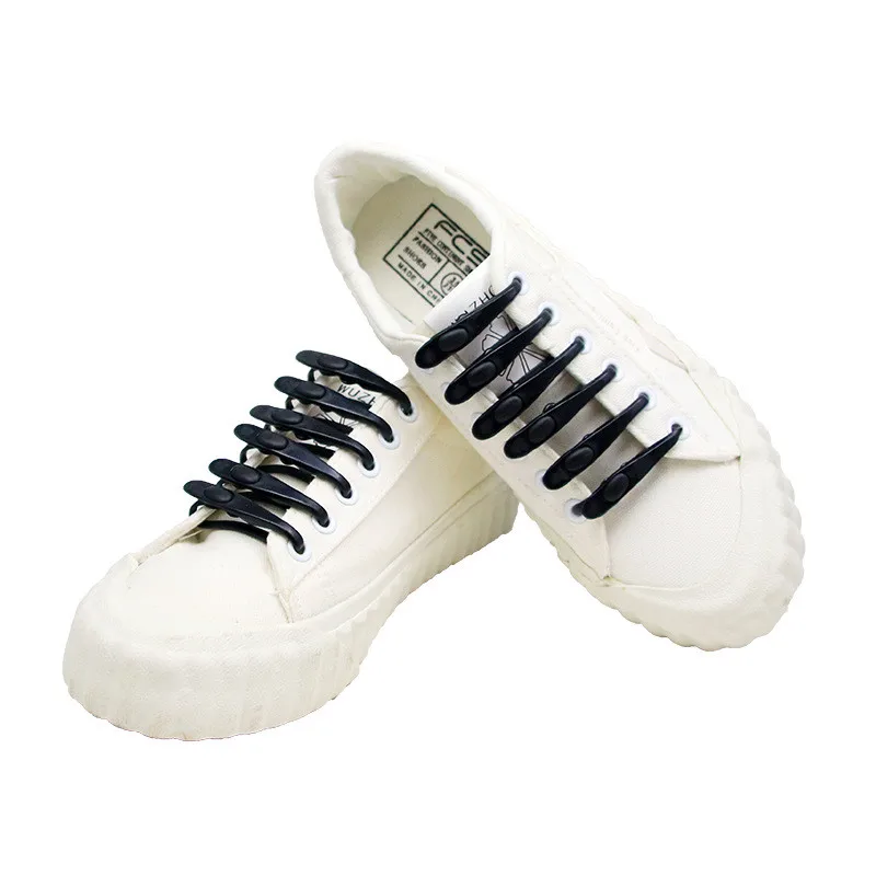 The New 14pcs/pack Waterproof silicone Lazy shoelace safty shoes accessories for running shoes round elastic shoelaces no tie