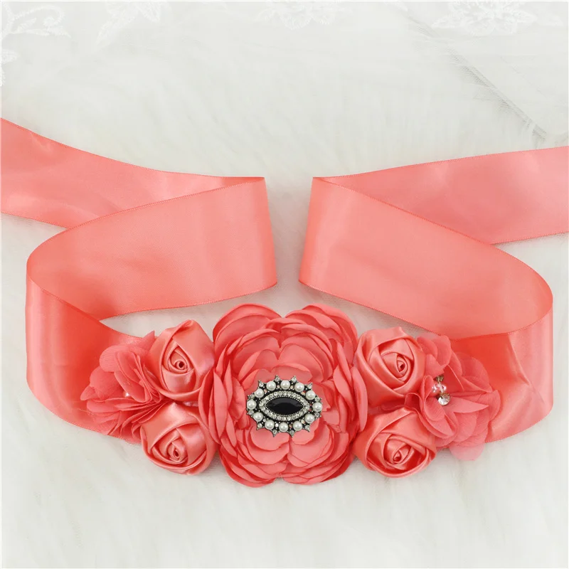 Rhinestone Rose Flower Wedding Belts Girdles For Women Dress Female Accessories Bridesmaid Bridal Sequin Belt