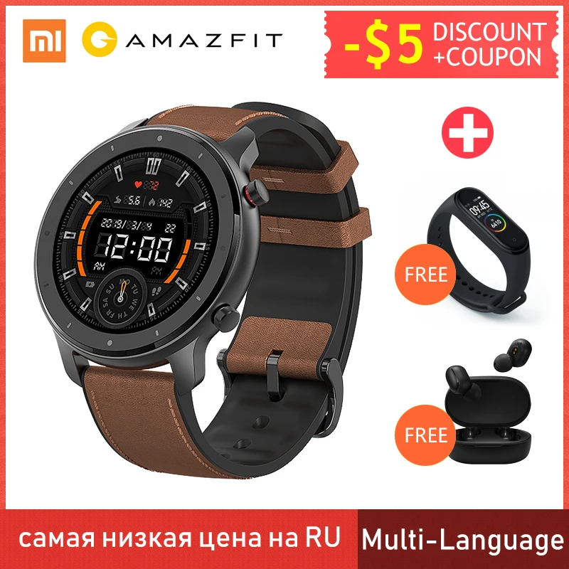 [Глобальная версия] Huami Amazfit GTR 47 мм 42 мм gps Смарт часы мужские 5ATM водонепроницаемые Смарт часы 24 дня батарея