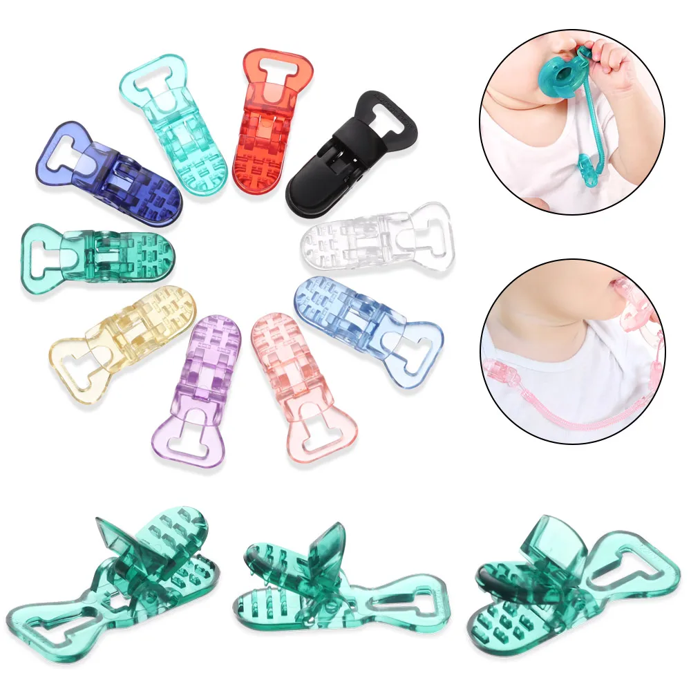10PCS Plastic Transparent Pacifier Chain Clips 10mm Baby Soother Holder Badges Crafts Buckles Hearing Aid Accessories plastic clips baby pacifier clips