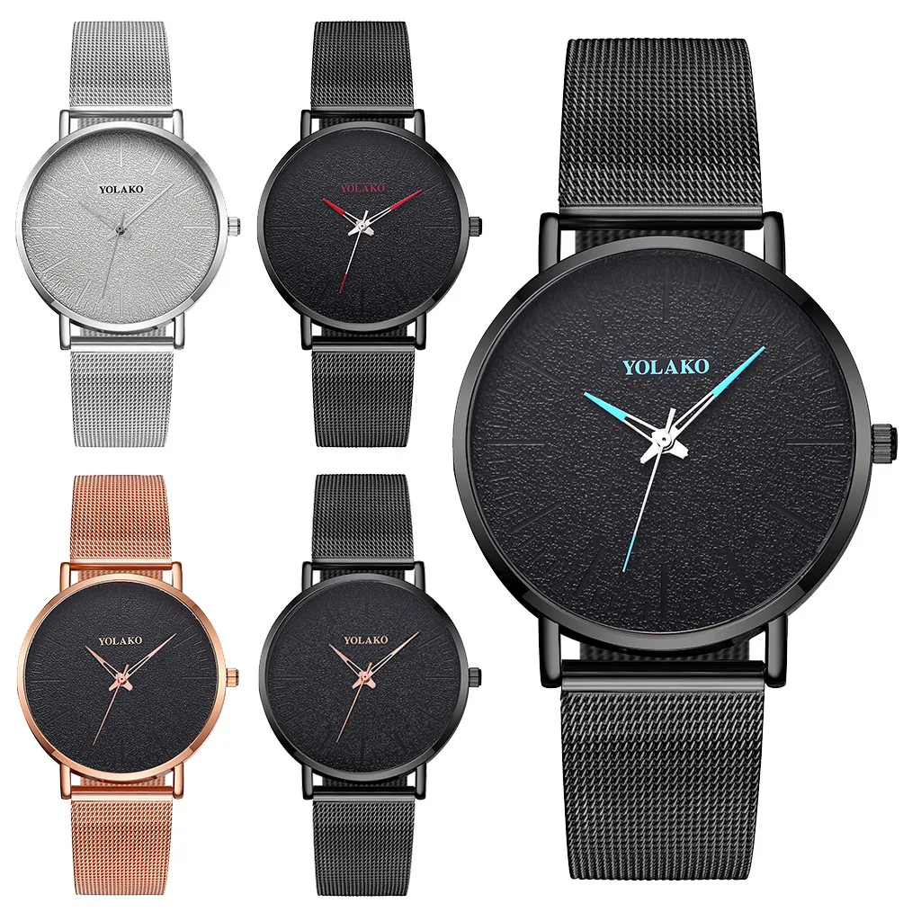 YOLAKO Men's Watch Luxury Brand Ultra-thin Alloy Mesh Belt Fashion Frosted Three-needle Wrist Watch relogio masculino