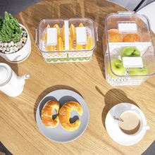 С крышкой кухонный домашний фруктовый холодильник для овощей двойной герметичный органайзер для холодильника прозрачный дренажный ящик для хранения Экономия места