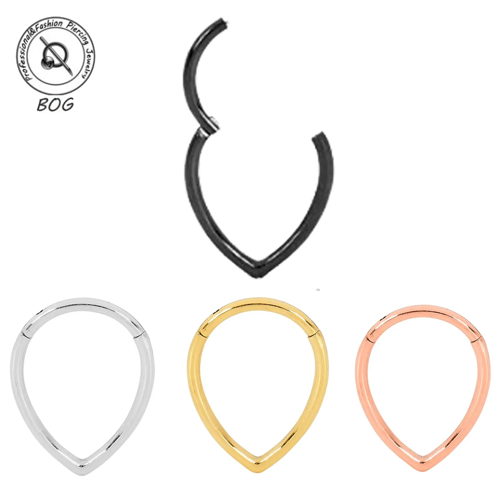 Details about   316L Surgical Steel Hinged Septum Clicker Daith Nose Ring Hoop Tear Drop 16G 
