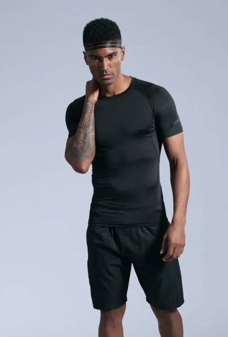 Men Gym TShirt Quick Dry Tops Tees Printed Shirts Fitness Mens Running Clothes Short sleeve Sports Soccer Sportswear streetwear | Мужская