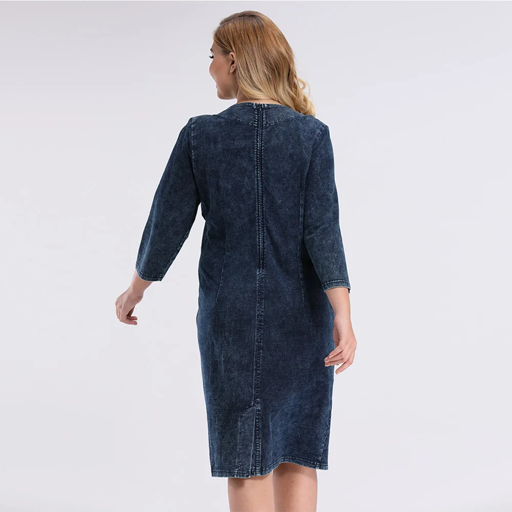 LIH HUA женская одежда джинсовое платье приталенное платье большого трикотажный костюм приталенное Высокая гибкость подплечники для одежды шифоновое высокое качество вязаное модно