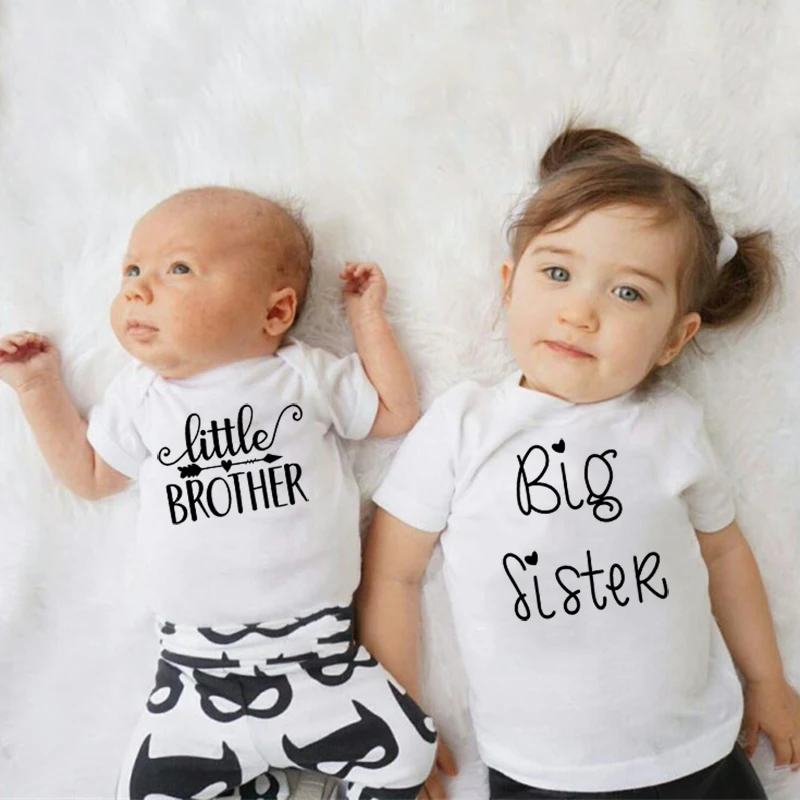 2020 Cotton Little Brother Romper Big Sister Tshirt Family Matching ...