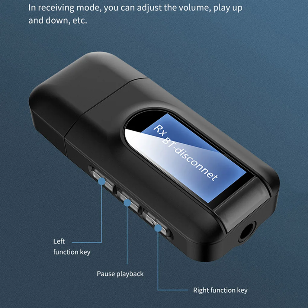 

USB Bluetooth 5.0 Audio Transmitter Receiver LCD Display 3.5MM AUX RCA Stereo Wireless Adapter Dongle For PC TV Car Headphones