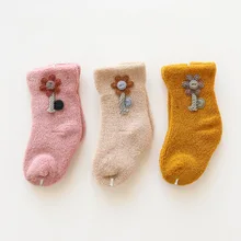 3 предмета, новые милые носки для малышей с мультипликационным принтом, демисезонные махровые носки, теплые носки-тапочки для маленьких мальчиков и девочек, милая одежда, аксессуары для 0-36 месяцев