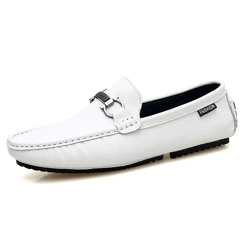 mens white leather moccasins