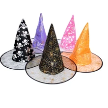 Ведьмины колпаки случайный маскарадный шляпа с лентой взрослые дети косплей костюм аксессуары Хэллоуин нарядное платье Декор 918