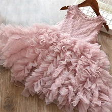 Платье для девочек; коллекция года; новое летнее Пышное Платье принцессы без рукавов с вышивкой; платья для девочек