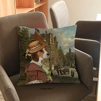 beagle86 Animal beagle dog Watercolor painting linen Cushion pillow cover Home living room sofa Decoration Cushions covers pillows dogs - Цвет: beagle86