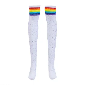 

Grils Thigh Hight Socks Strips Glitter Casual Style Over Knee Long Boot Hosiery new