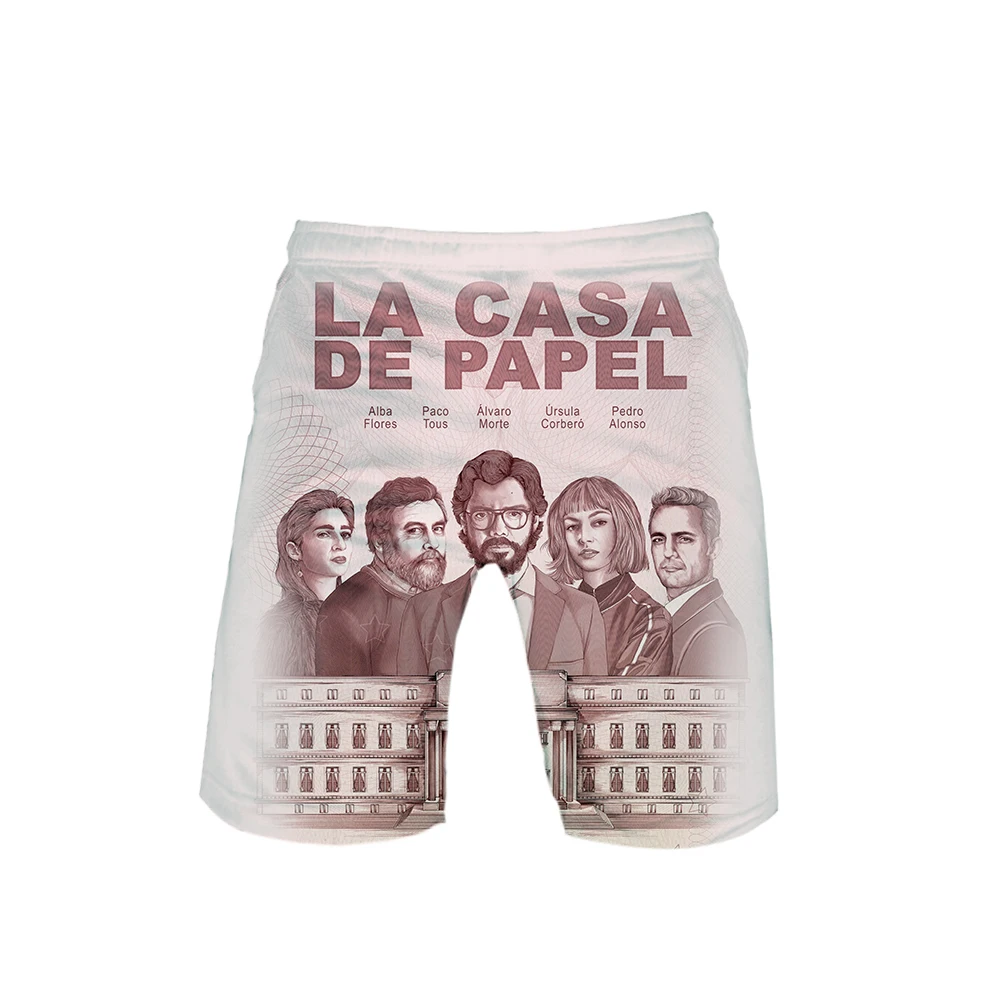 Сериал ТВ ла Каса де papel деньги Heist дом бумаги 3D летние мужские модные трендовые шорты популярные повседневные летние шорты