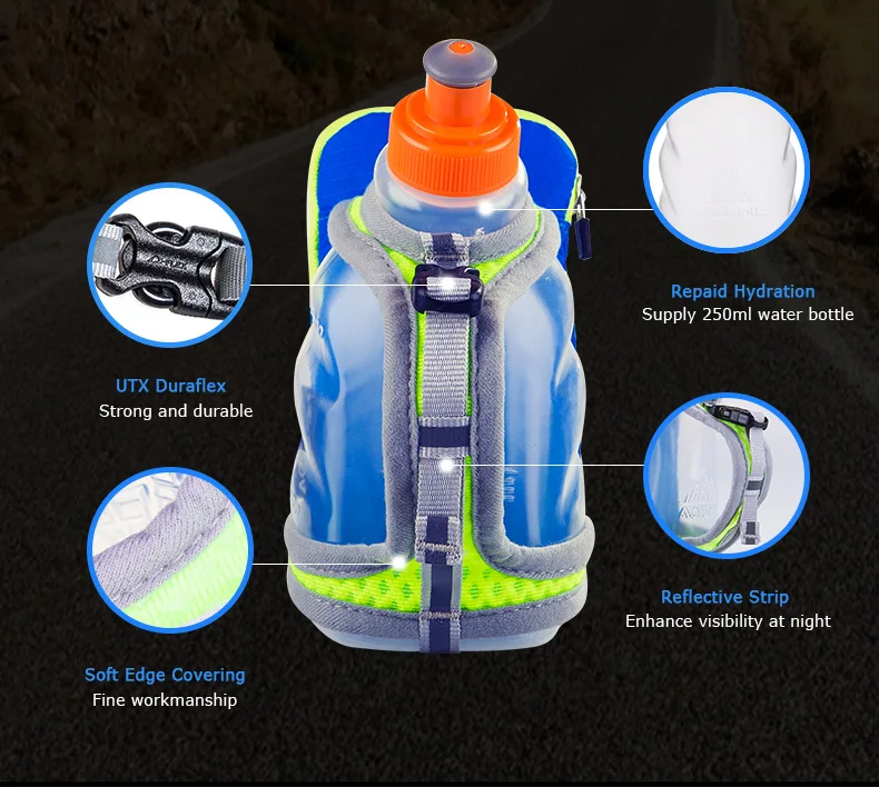 AONIJIE E907 Беговая ручная бутылка с держателем для воды сумка для хранения на запястье гидратационная упаковка топливная фляга для марафона