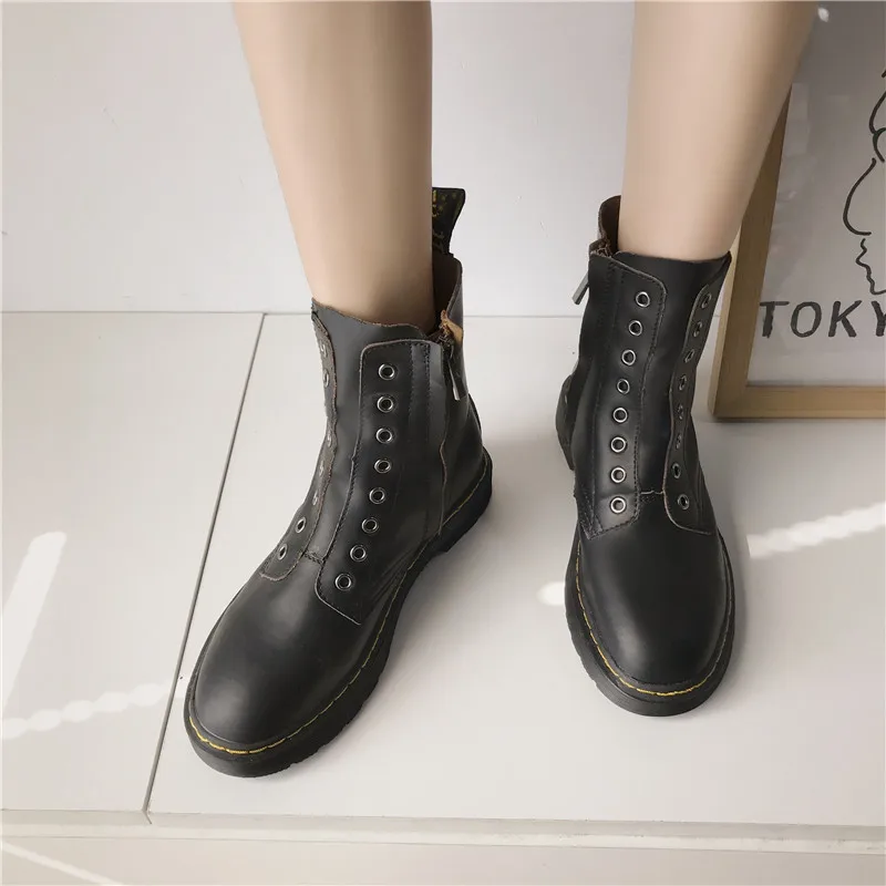 COOTELILI/Женские ботинки в британском стиле классические кожаные Botines Mujer коллекция