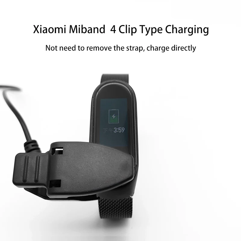 Браслет на запястье для Xiaomi mi 3 4 Металлический mi lanese Loop ремешок браслет для Xiaomi mi Band 3 4 зарядное устройство USB кабель зажим тип зарядки