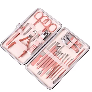 

18pcs/set Portable Stainless Steel Travel Set Nail Clipper Cutter Trimmer Scissor Tweezer Knife Manicure Pedicure Toe Art Kit
