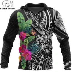 Autumn Hoodies Pohnpei Polynesian Turtle Tattoo & Flowers 3D Printed Unisex Zip Pullover Casual Harajuku Streetwear DW0406